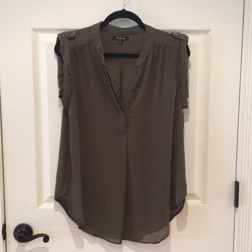Olive Green Chiffon Sleeveless Top